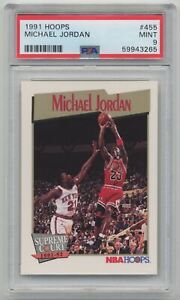 Michael Jordan 1991-92 NBA Hoops Supreme Court #455 Chicago Bulls PSA 9 MINT
