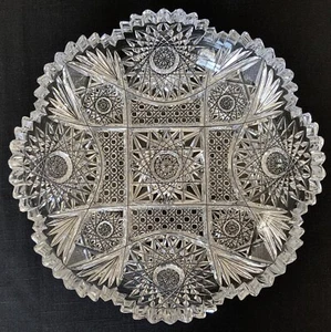 American Brilliant Cut Glass 9" Low Bowl / Variation of C.F Monroe Iona - Picture 1 of 21