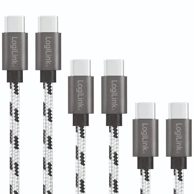 LOGILINK USB-C Kabel 3 Stück Ladekabel Datenkabel USB-C Handy Tablet Kabelset 0,5m 1m 2m