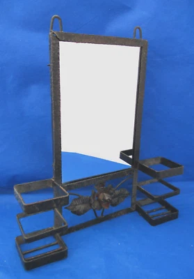 Wall Decor MIRROR Pillar Candle Vase Holders Black Metal Flower Rustic 14" - Image 1 of 4