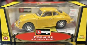 1/18 Porsche 356B 1961 Yellow Coupe Bburago Diecast | New Open Box - Picture 1 of 2