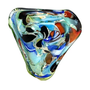 Barbino Murano Scramble Cased Art Glass Trifold Bowl Silver Flecked - Ashtray - Picture 1 of 7