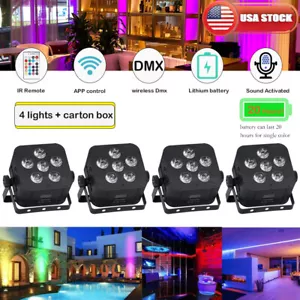 6*18w Battery Operated Uplights LED Par Light Wash For Party Wedding Lighting - Picture 1 of 5