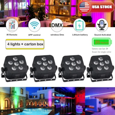 6*18w Battery Operated Uplights LED Par Light Wash For Party Wedding Lighting - Image 1 of 4