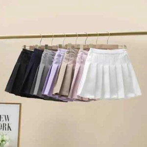 New Girls Pleated Skirt  Shorts Panties Autumn Solid Wrinkled Skirt Teens Kids - Picture 1 of 32