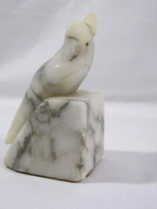 Vintage Marmor Kakadu einzelne Buchstütze 4" Skulptur Figur - Bild 1 von 7
