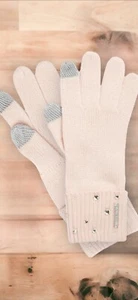 Michael Kors Embellished Cuff Knit Touch Tip Gloves Mittens Blush $78 Rhinestone - Picture 1 of 5