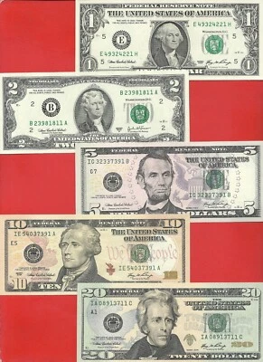 USA FRN 2006 $1 $2 $5 $10 $20 Uncirculated Set of 5 - Image 1 of 2