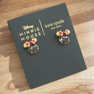 ❤️Kate Spade Minnie Mouse Gold Stud Earrings Black NEW