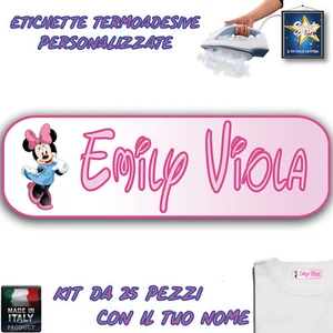 ETICHETTE TERMOADESIVE PERSONALIZZATE 25 PEZZI ASILO SCUOLA NIDO BIMBA BAMBINA - Foto 1 di 1