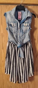 Love culture striped summer dress w/ Jean jacket Size M - Picture 1 of 1