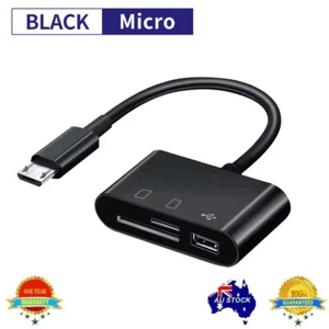 Micro USB OTG to USB 2.0 Adapter SD/Micro SD Card Reader For Smartphones/PC AU - Picture 1 of 4