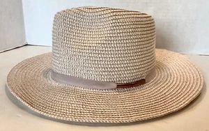 Tart Collection Wide Brim Beige Metallic Paper Polyester Summer Hat - Picture 1 of 6