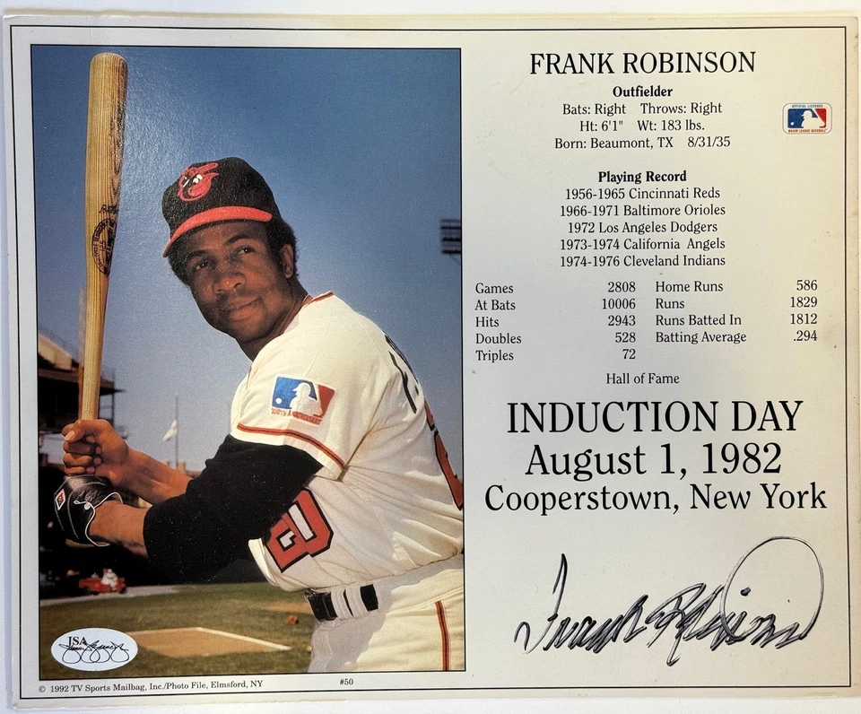 Frank Robinson Autographed Induction 8x10 Photocards (JSA) - Image 1 of 1