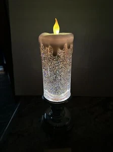 13" No Swirl Lit Glitter Water Globe Pedestal Candle Valerie Parr Hill Rose Gold - Picture 1 of 8