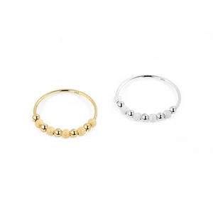 Anello fidget antistress argento sterling 925 perline contro la tensione - Foto 1 di 69