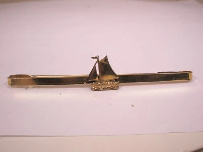 Sailboat Yellow Gold Plated Vintage KREMENTZ Broach Pin i40 - Image 1 of 4
