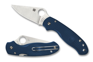 Spyderco Para 3 Lightweight Knife Blue FRN Handle Plain CPM SPY27 Blade C223PCBL