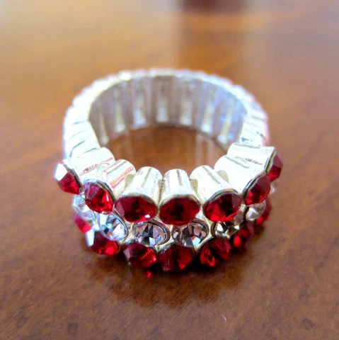 new RED CRYSTAL STRETCH RING University of NEBRASKA CORNHUSKERS game day jewelry Cover