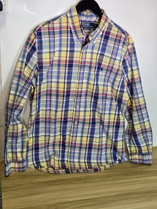 Mens Ralph Lauren Classic Fit Button Up Shirt Check Size Large 23" Pit 39" Long. - Picture 1 of 11