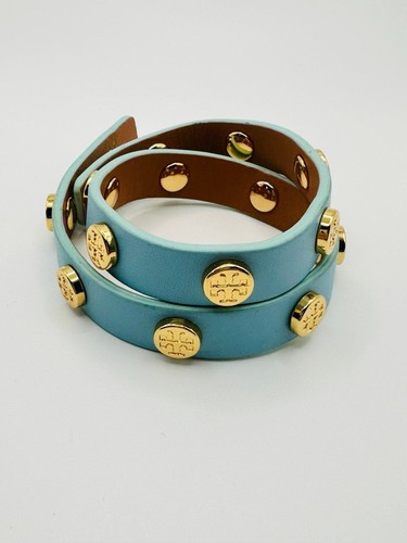 Bracciale doppio avvolgimento Tory Burch in pelle blu