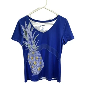 Reel Legends Keep It Cool Blue Women's Pineapple T-Shirt Medium - Picture 1 of 7