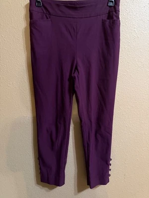 CHICO'S PULL ON PANTS CHICO'S SZ 1.5 REG (10) BURGUNDY STRETCH PULL ON 26"INSEAM - Image 1 of 4