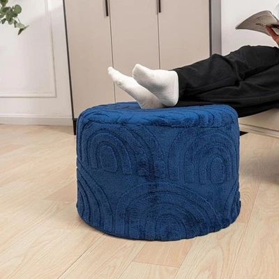Comfortable Pouf Ottoman Footrest Non-Slip High-Density Foam Plush Cover Durable - Image 1 of 4