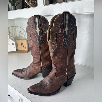 Botas occidentales J.B. Dillon de cuero genuino de cabra para mujer 8B - marrón envejecido Foto 1 de 4