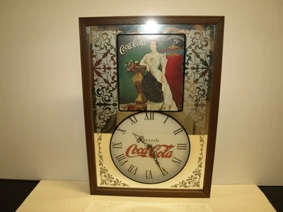 Vintage coca cola wall clock mirror with working clock featuring "Lillian" - Image 1 of 3