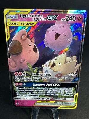 Togepi & Cleffa & Igglybuff GX Tag Team 143/236 Sm-Cosmic Eclipse Holo NM - Image 1 of 4