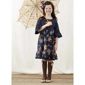 Matilda Jane Just Imagine Callista Navy Blue Floral Print Dress Girl's Size 8 - Picture 1 of 8