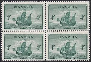 1949 CANADA CABOT'S ARRIVAL IN NEWFOUNDLAND 4¢ STAMP BLOCK, MINT MNH, Scott #282 - Picture 1 of 4