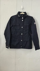 Mini Cooper Damen Medium Jacke Navy Blau Full Zip Knopf Kapuze Grün  - Bild 1 von 16