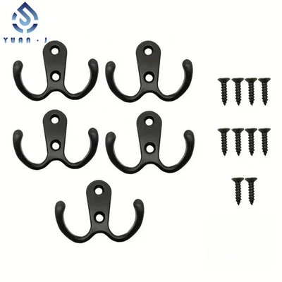 YUANJ 5 PIEZAS Ganchos para Abrigo Montados en la Pared 2 Agujeros Toallero para Abrigos Sombreros Ropa H Foto 1 de 4