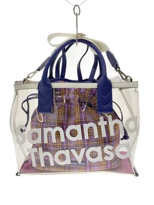 Samantha Thavasa Tote Bag in PVC Purple Check 1910150721 - Image 1 of 4