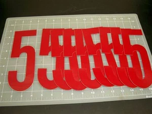 NUMBER 5 STICKERS 8" RED VINYL 9 QUANTITY COMPETITION SCORING FREE SHIPPING - Imagen 1 de 1