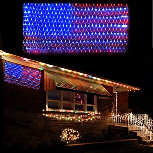American Flag String Lights, 420 LED USA Flag Net Light Waterproof Patriotic Lig - Picture 1 of 12