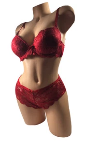 Sujetador push-up extremo lencería Rene Rofe talla 36C y conjunto de encaje rojo hipster talla L - Imagen 1 de 20