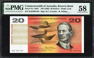 Australia 20 Dollars P41a R401 1966 Coombs Wilson PMG58 Choice aUNC Banknote - Bild 1 von 2