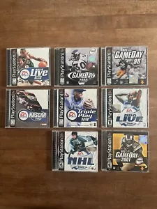 8 CIB GAME SPORTS LOT PS1 - NBA Live, NFL Gameday, Triple Play, NHL, NASCAR - Picture 1 of 2