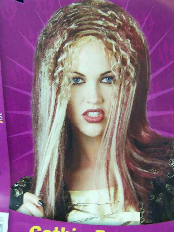 Peluca de Belleza Gótica Crimpado Vampiro Vestido Elegante Halloween Disfraz Accesorio 4 COLORES Foto 1 de 1