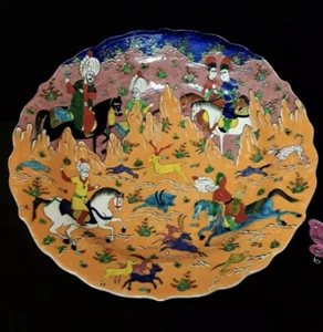 Vintage Kutahya Turkey Elsam Akdeniz Gini Hand Painted Pottery Bowl/Plate 12.5” - Picture 1 of 9