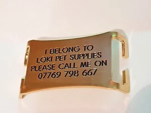 Brass Easy fit slide on Engraved personalised Agility Dog Collar tag 4 sizes - Picture 1 of 13