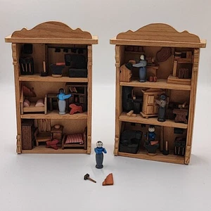 2 x Graupner Vintage Erzgebirge Miniaturen dreistöckiges Diorama Holz Bücherregal - Bild 1 von 20