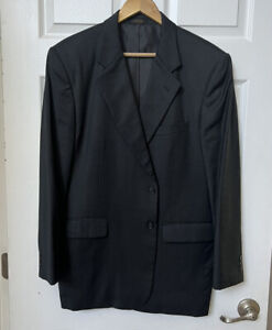 Oleg Cassini Men’s Black 100% Wool suit jacket blazer R43