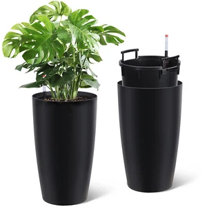 22" Tall Round Planter Set of 2 Self Watering Pots for Indoor Plants for Patio - Picture 1 of 9