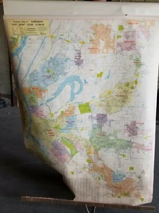 Suburban East St Louis historical pull down map by Champion, vintage - Picture 1 of 4