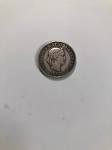 Moneda Helvetica Suiza 1897 10 Piezas ¡Bonita! - Imagen 1 de 4