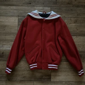 Powers Varsity Jackets Red Letterman Wool Sleeves Off White Collar Small - Picture 1 of 4